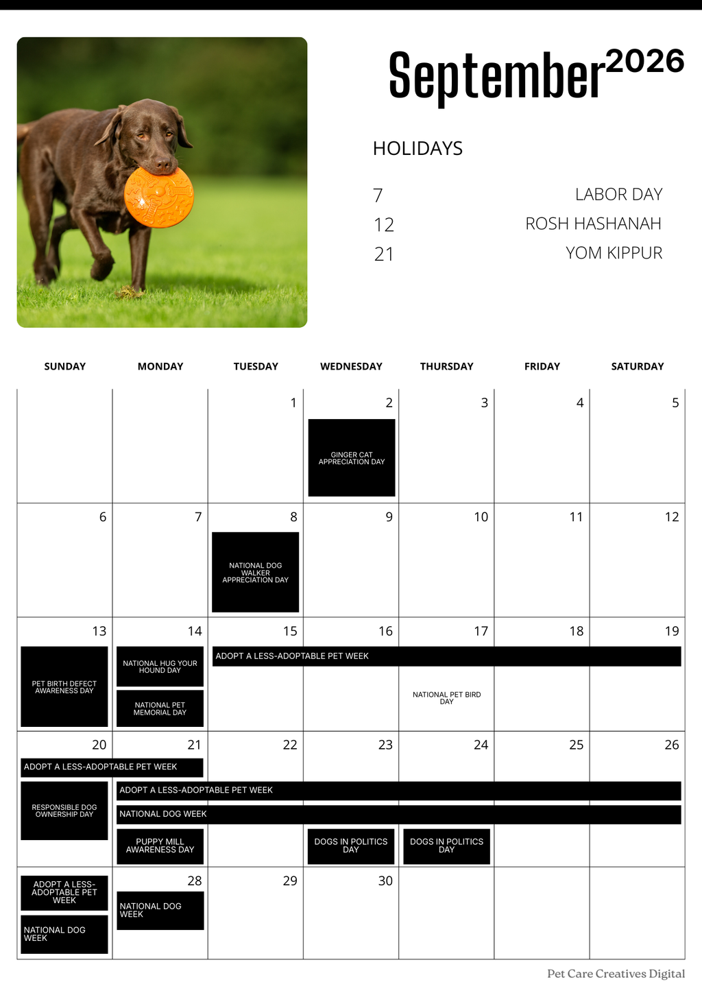 Pet Care Calendar 2026 (Printable PDF)