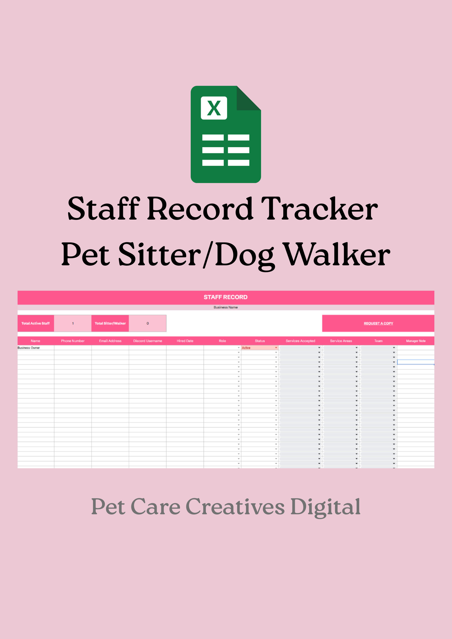 Staff Record Tracker Pet Care Business