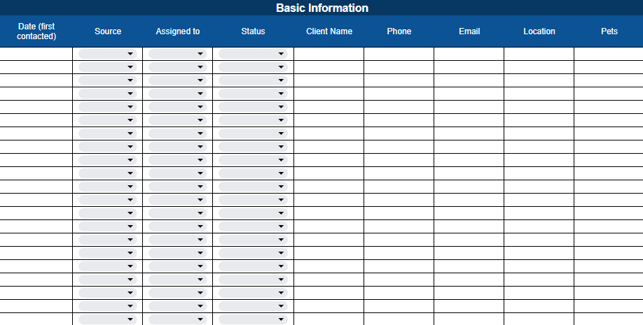 FREE Client Lead Spreadsheet Tracker