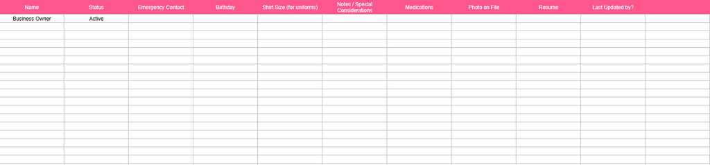 Staff Record Tracker Pet Care Business